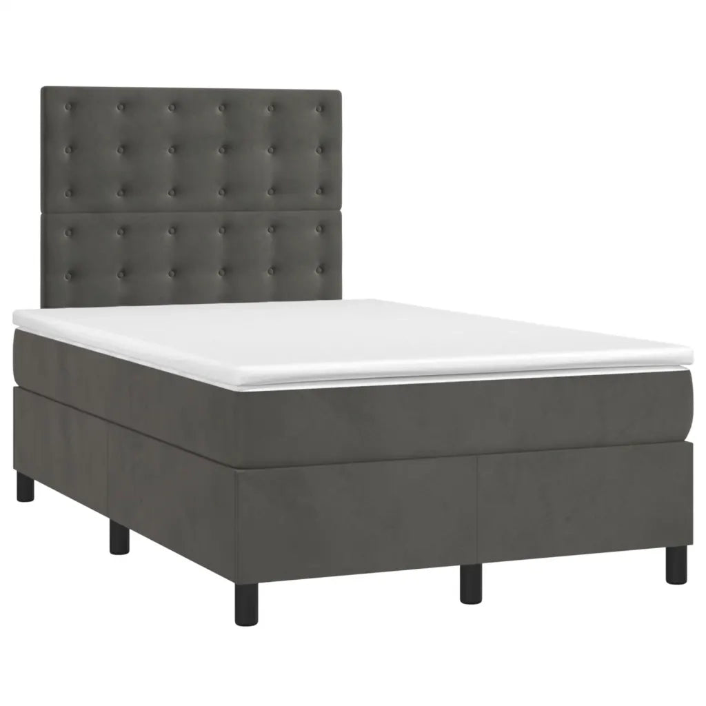 Letto a Molle con Materasso e LED Grigio Scuro 120x200 cm 3136354