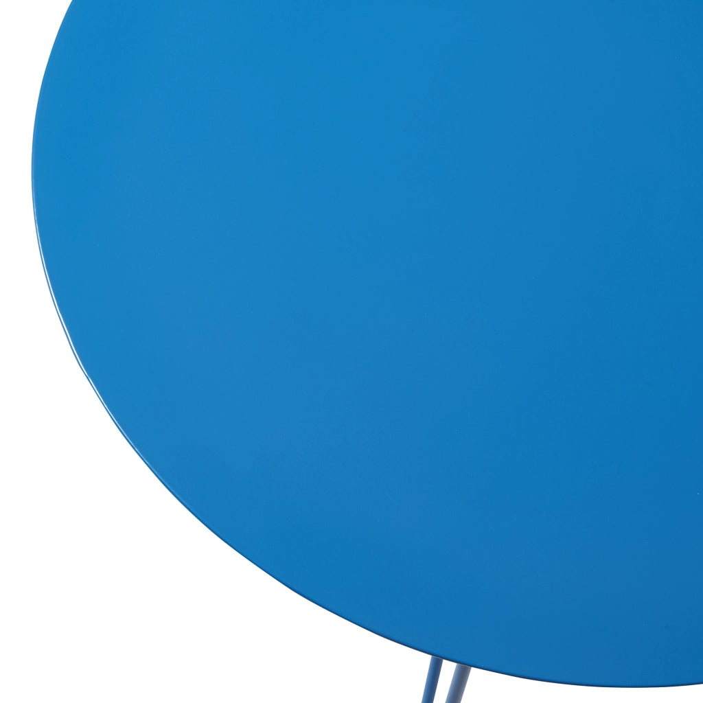 Tavolino Nopimi con Piano Rotondo e Gambe a Forcina 45 x Ø43 cm - Blu Opaco [en.casa]