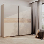 Armadio Camera da Letto Nalika, Guardaroba 2 Ante 2 Ripiani, 200x204h cm Beige Cashmere