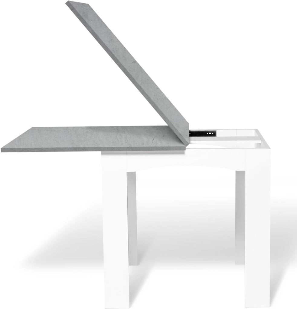 Tavolo da pranzo allungabile DONA per 4-8 persone con piano effetto cemento cerato 80-160cm