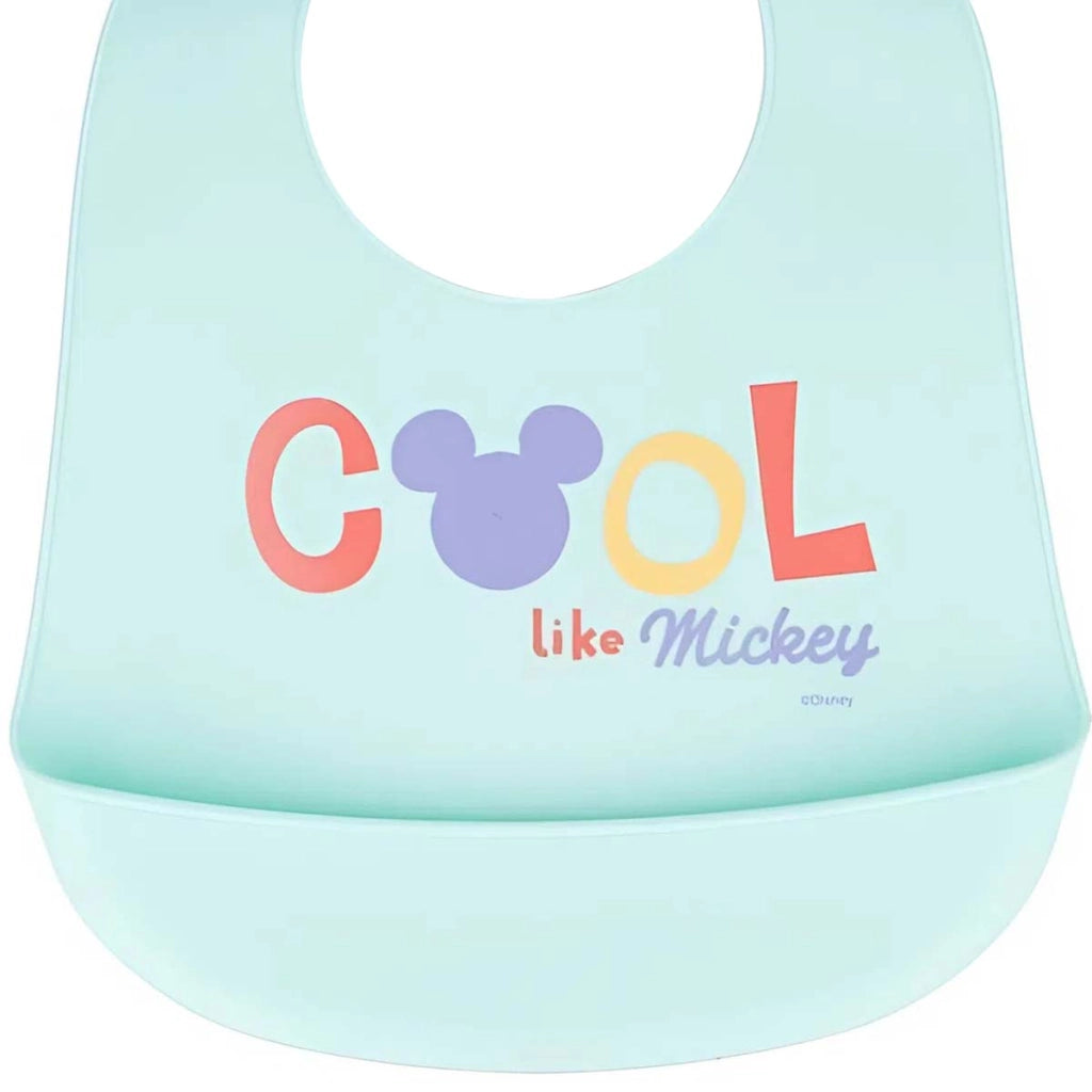 Bavaglino in Silicone con Tasca Mickey Cool Blu chiaro Mickey Mouse