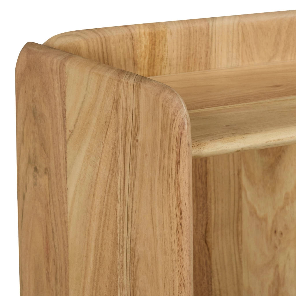 Comodino esotico in legno di acacia a 2 livelli, marrone naturale