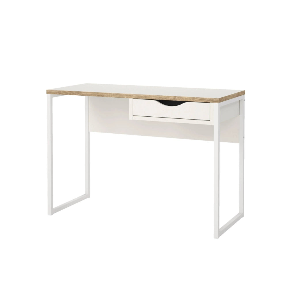 Scrivania Agave, Scrittoio multiuso, Tavolo per ufficio porta PC, Piano di lavoro, 110x48 h77 cm, Bianco