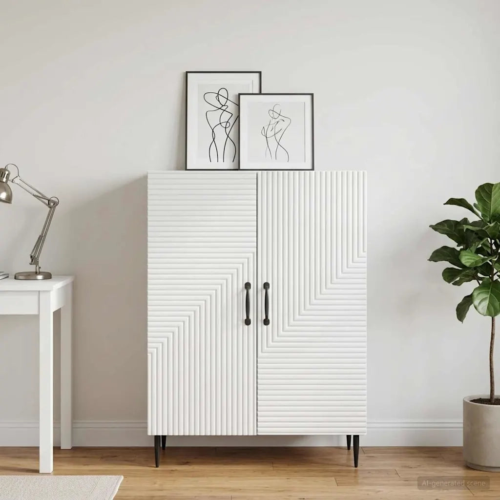Credenza Bianco Lucido 66 x 34,5 x 89,5 cm Legno ingegnerizzato 894819