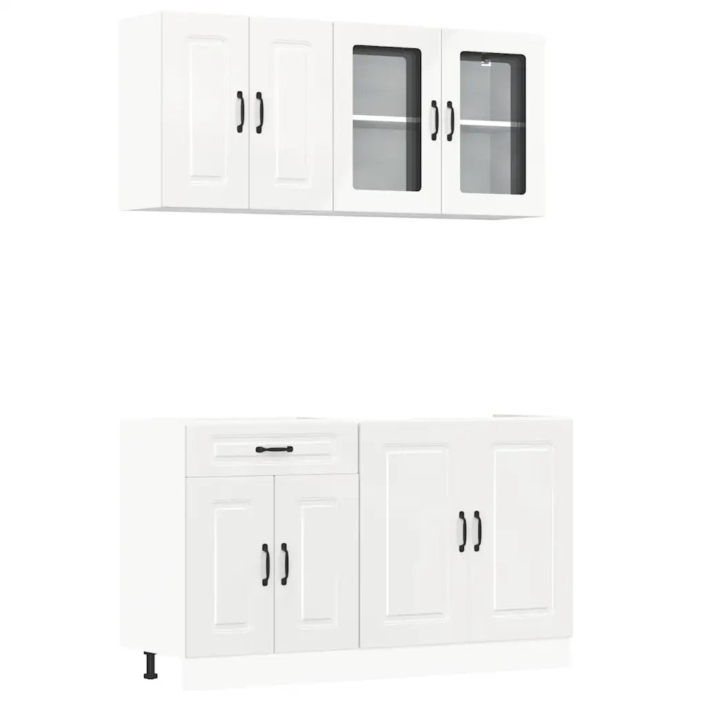 Set Mobili da Cucina 4 pz Kalmar Bianchi Lucido in Truciolato