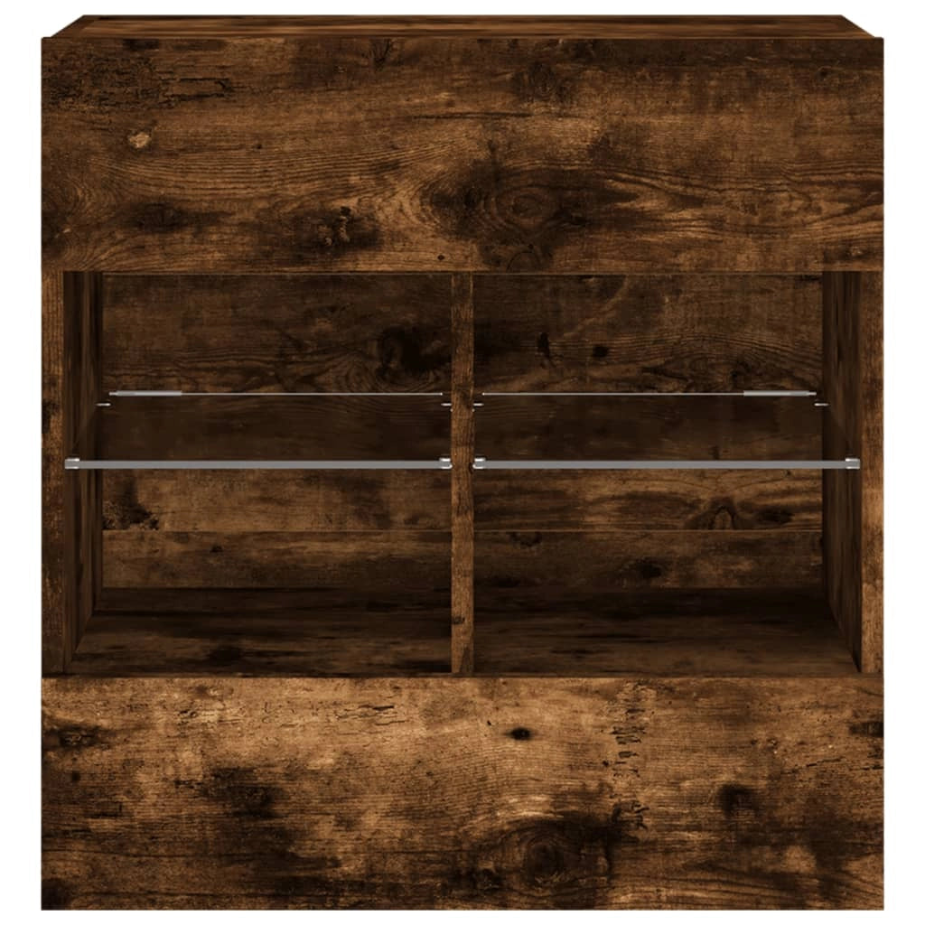 Mobile TV multimediale scaffale TV credenza mobile TV sala da pranzo soggiorno parete attrezzata per camera da letto con luci LED rovere affumicato 58,5 x 30 x 60,5 cm marrone 02_0027986
