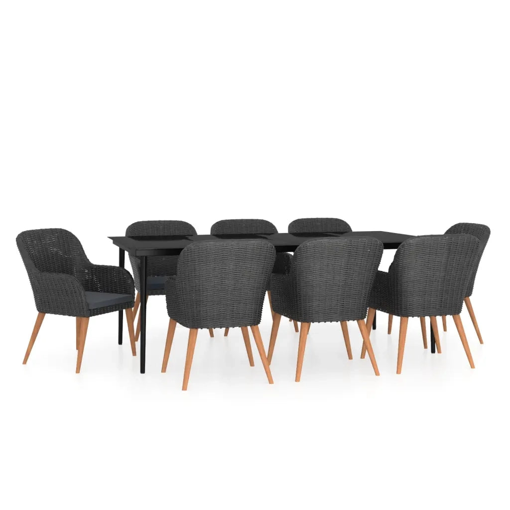 Set Mobili da Pranzo per Giardino 9 pz con Cuscini Nero cod mxl 41911