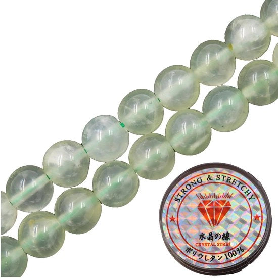Pietre per gioielleria con corda per DIY Pietre per gioielleria in vendita a 4 mm = 180 pezzi e 1 rotolo di corda Prehniet AAA 4 mm