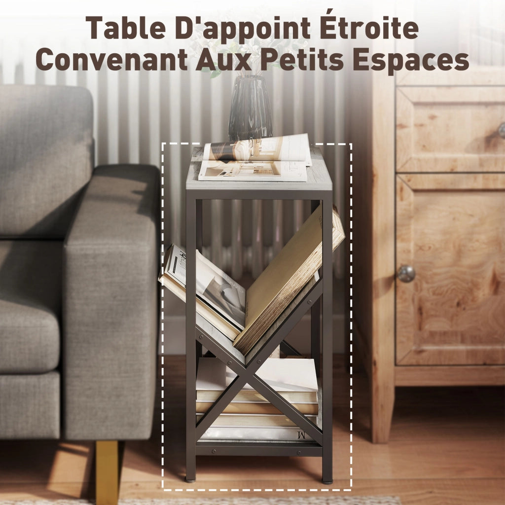 Tavolino da salotto con ripiani ¨C zephmum ¨C grigio scuro 40x30x61 cm