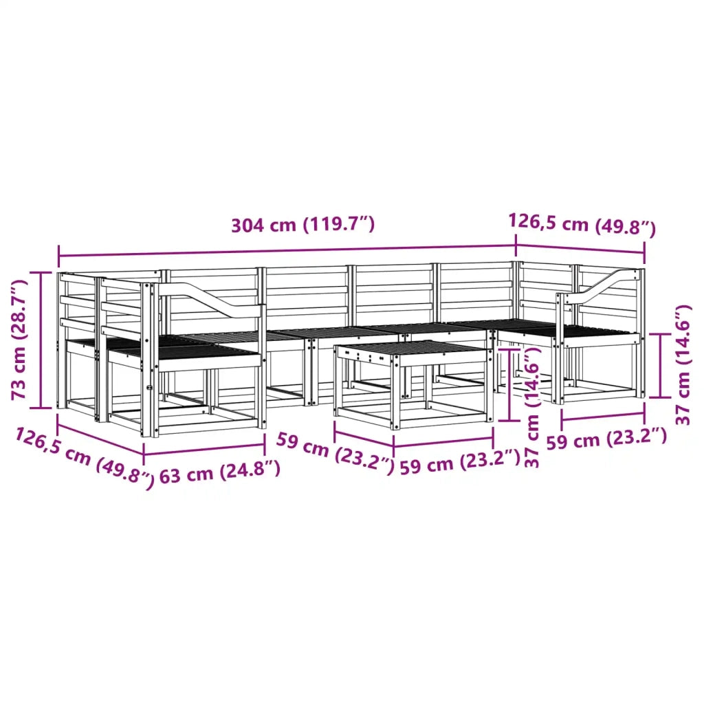 Set di divani da esterno 8 pcs Bianco 59 x 59 x 37 cm 3387398