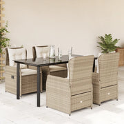 Set da Pranzo da Giardino 5 pz con Cuscini Beige in Polyrattan 3262892