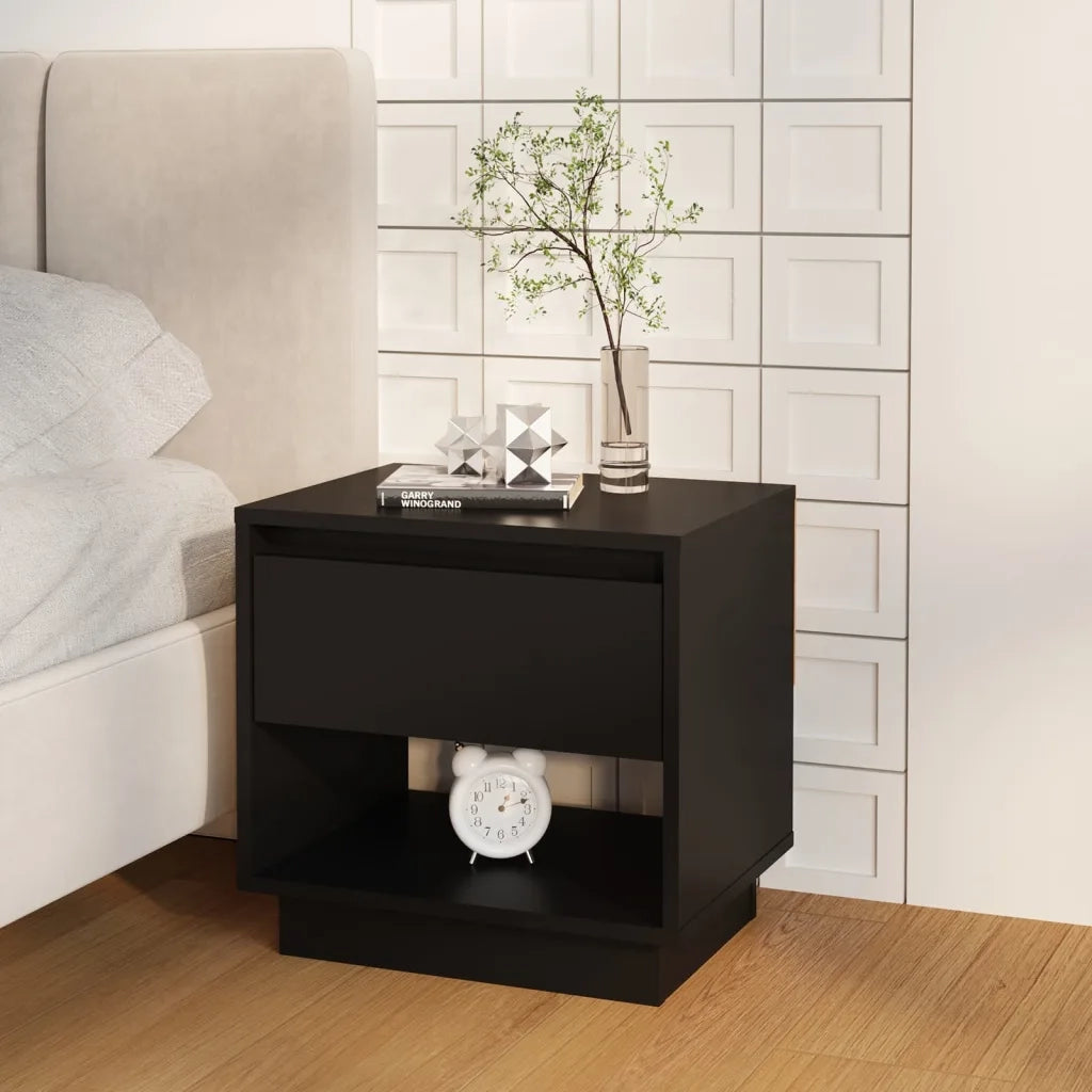 Comodino | Armadio da Notte | Mobiletto da notte Nero 45x34x44 cm in Truciolato