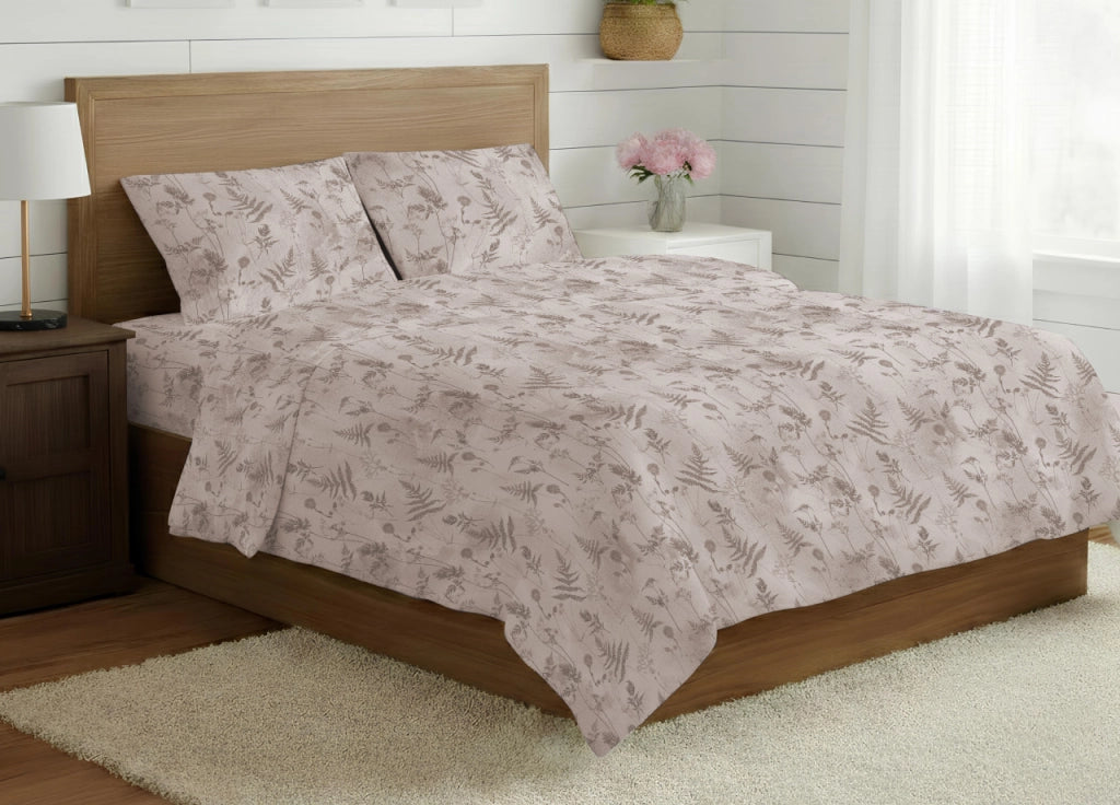 Sacco Copripiumino In 100% Cotone Made Italy Disegno Soffione - Singolo - Beige