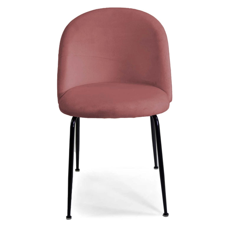 Sedia velluto Sammi rosa antico struttura nero cm 50x57h47/77,5