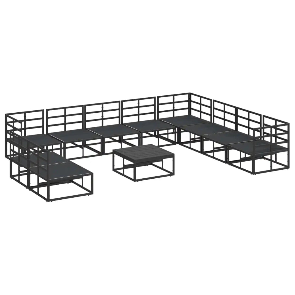 Set Divano da Giardino con cuscino 11 pcs Nero Alluminio 3378879