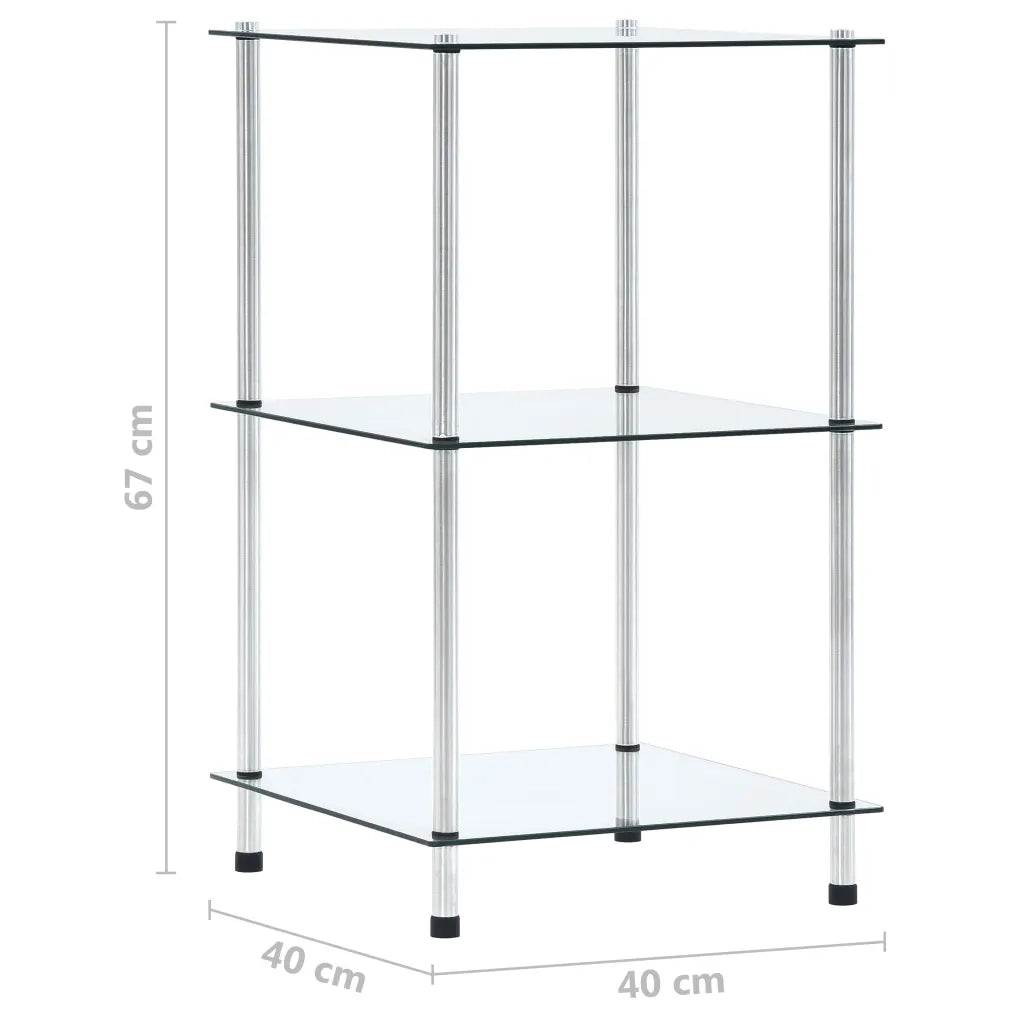 Scaffale a 3 Livelli Trasparente 40x40x67cm in Vetro Temperato CFW4093392