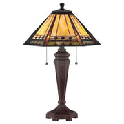 Lampada Da Scrivania Tiffany Arden Metallo Patina Di Bronzo 2 Luci E27