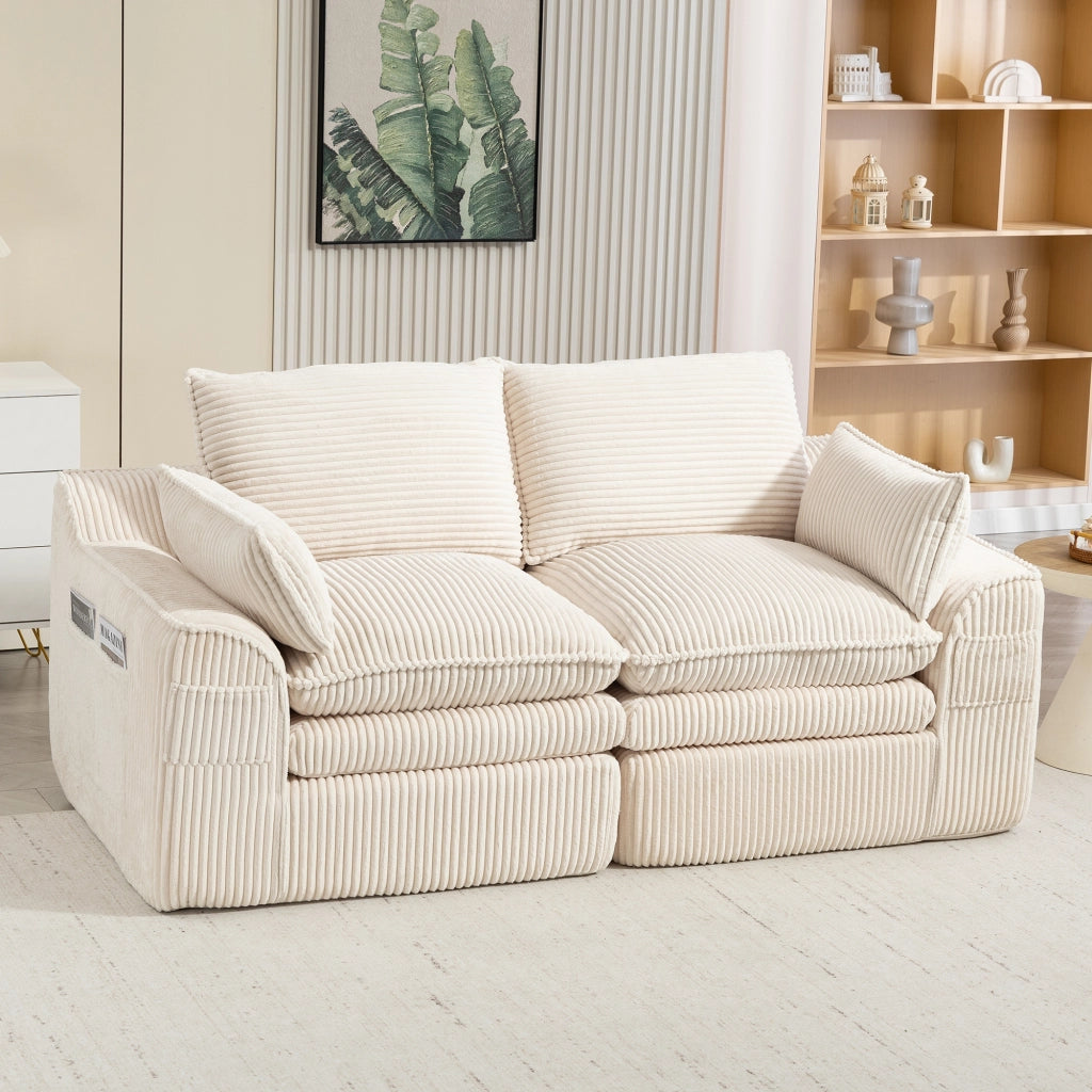 DIVANO 2 posti 191x94x85 cm in corduroy beige