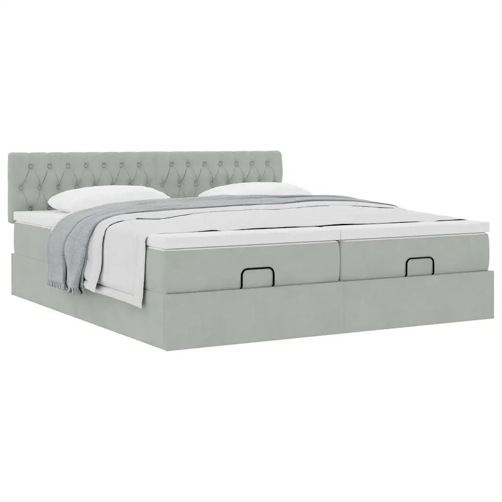 Struttura Letto Pouf con Materassi 200x200 cm Velluto