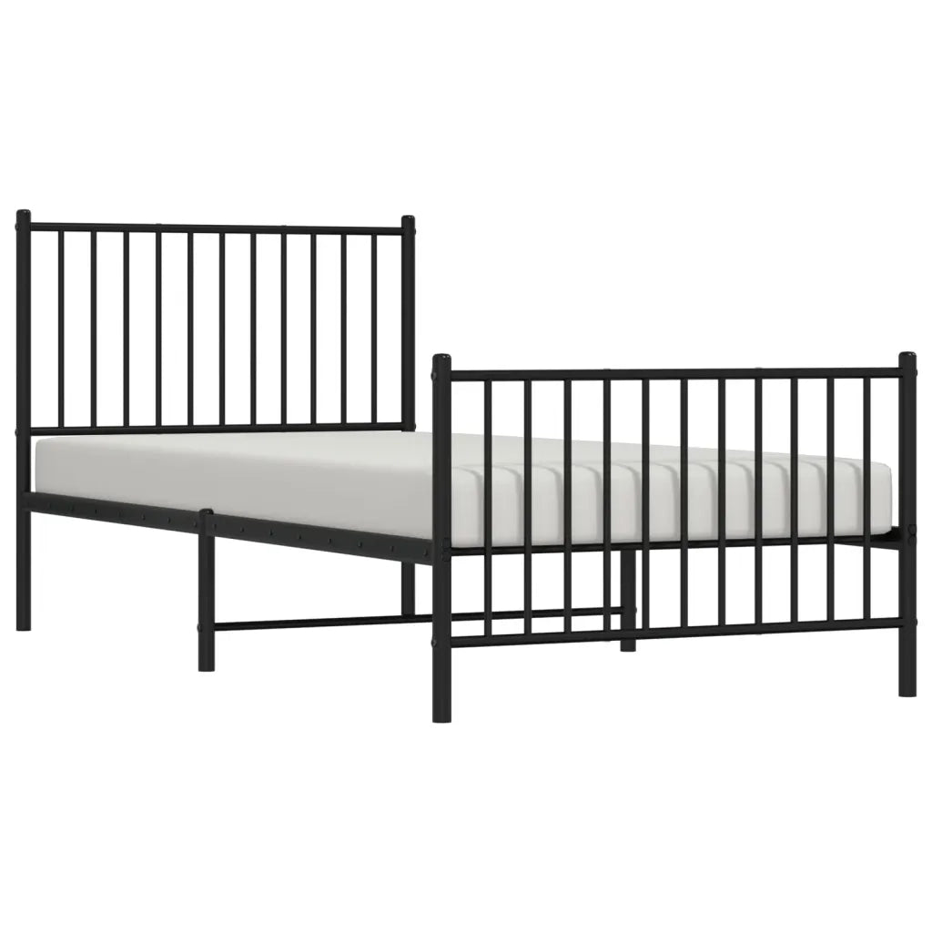 Giroletto con Testiera e Pediera Metallo Nero 90x200 cm 350875