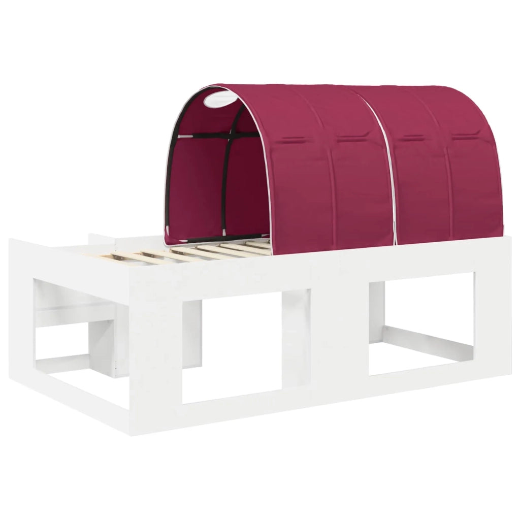 Letto con Tunnel 4 pcs Bianco e Rosso Legno ingegnerizzato
