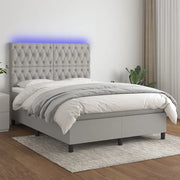 Letto a Molle Materasso e LED Grigio Chiaro 140x200 cm Tessuto cod mxl 37310