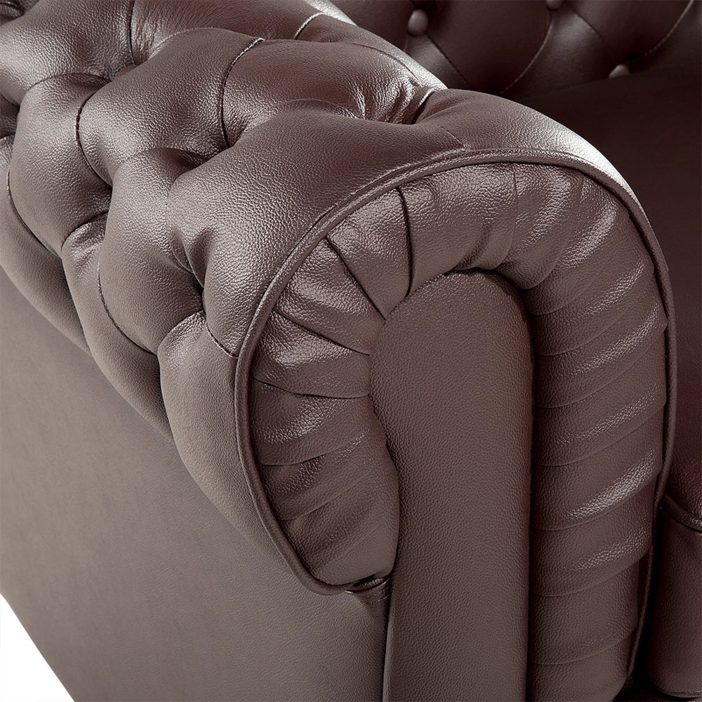 Poltrona Chesterfield marrone Vera Pelle trapuntata in stile Contemporaneo