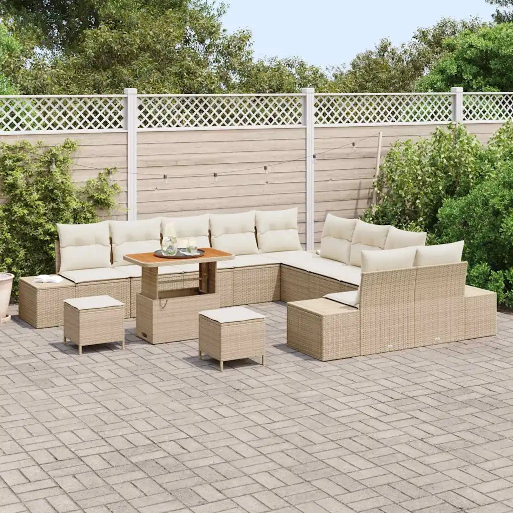 Set Divano da Giardino con cuscino 13 pcs Beige polyrattan 3362846