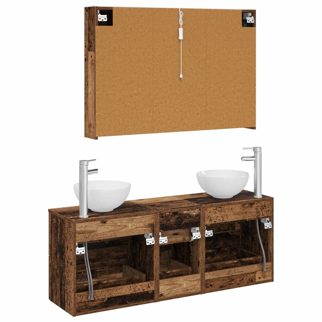 Set di mobili per il bagno 4 pcs Legno antico 3406709