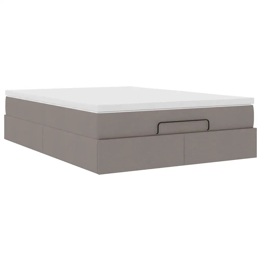 Struttura Letto Pouf con Materasso Tortora 140x190 cm Tessuto 3311110