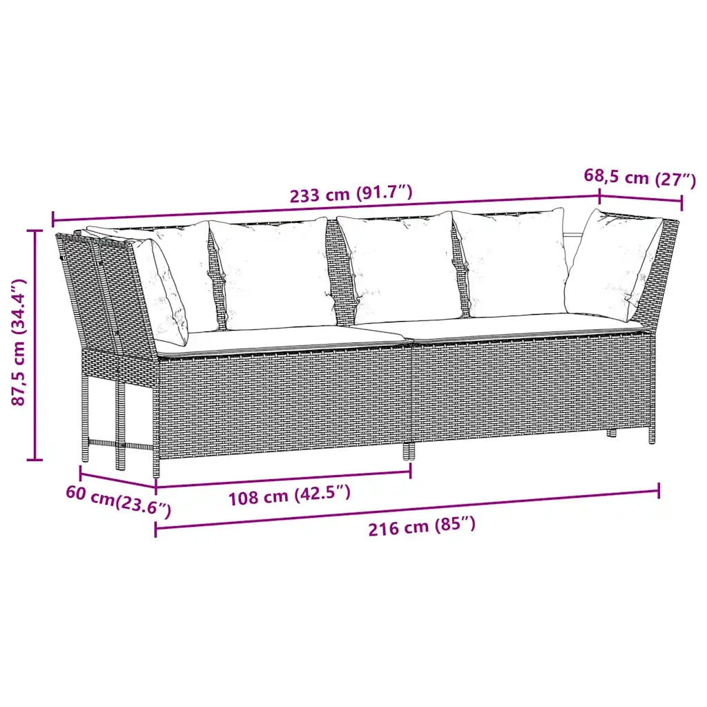 Divano da Giardino con Cuscini in Polyrattan Grigio 4104128