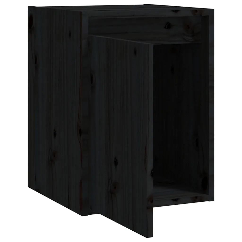 Set di 2 pratici pensili da parete contemporanei decorativi 30 x 30 x 40 cm realizzati in legno massello di pino nero 02_0048086