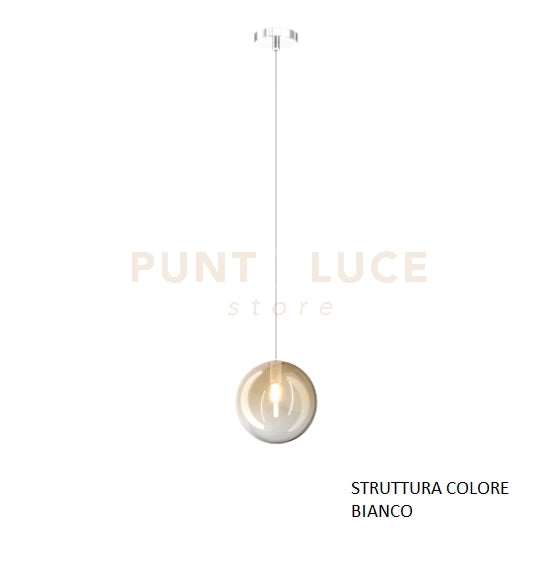 SOSPENSIONE BIANCO 1 LUCE VETRO AMBRA 1184BI-S1-AM