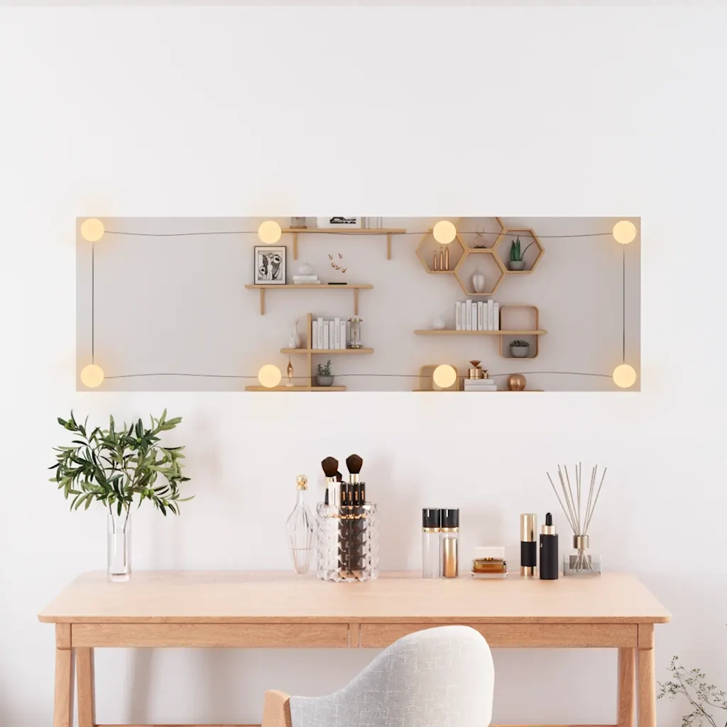 Specchio da Parete con Luci LED 30x100 cm Vetro Rettangolarecod mxl 114597