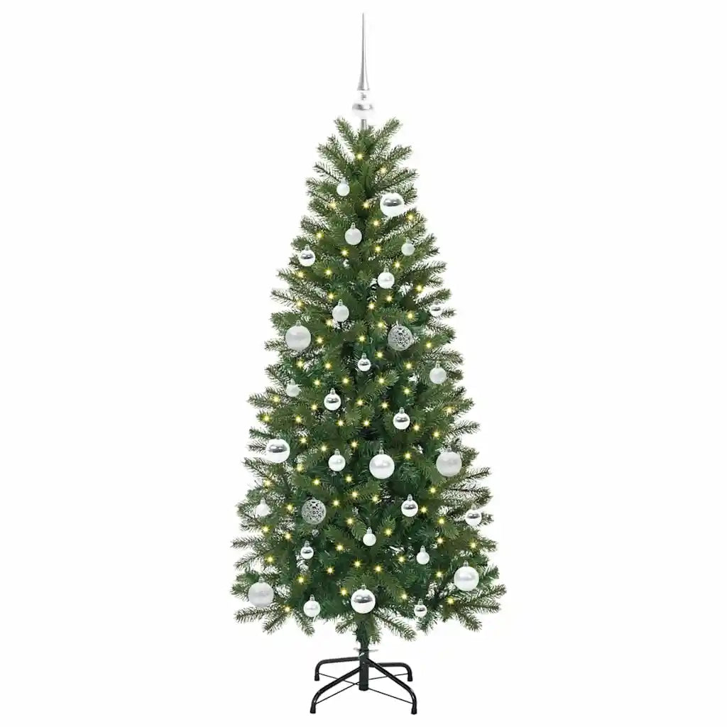 Albero di Natale | Decorazioni natalizie artificiale con 150 LED Verde 150 cm PE e PVC