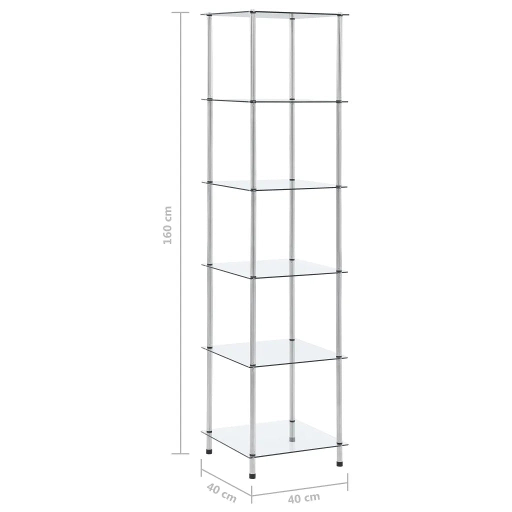 Scaffale a 6 Livelli Trasparente 40x40x160cm in Vetro Temperato CFW4583717