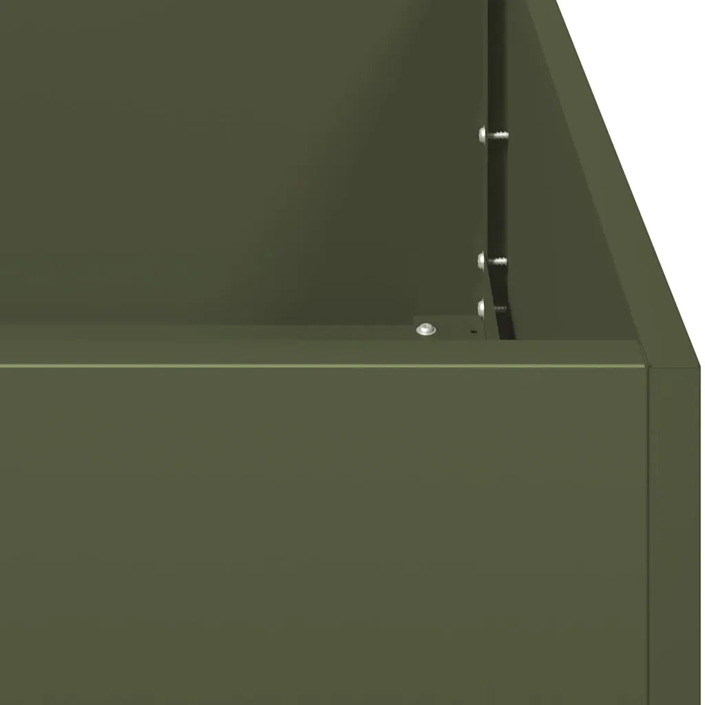 Fioriera-Vaso-Contenitore per Piante Verde Oliva 80x40x80 cm in Acciaio Laminato a Freddo