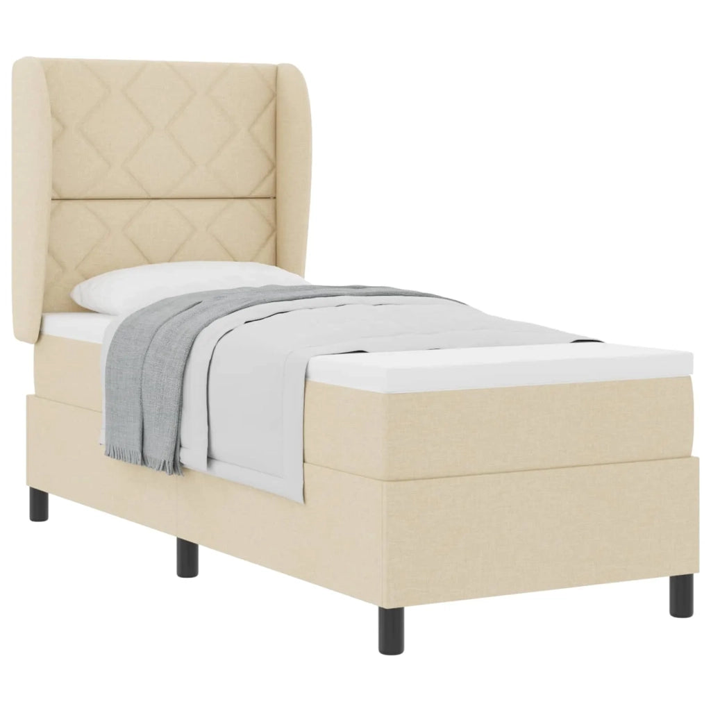 Letto a molle con materasso Crema 80 x 200 cm Tessuto 3340597