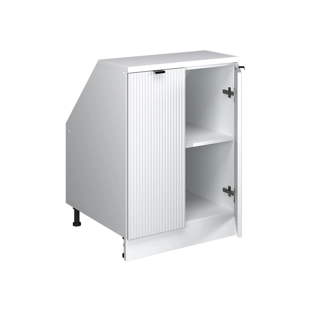 Mobile cucina sottotetto R-Line Ondulazione bianca/Bianco 60 cm con 2 porte, carcassa 60 cm profondità Vicco