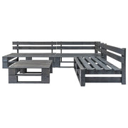 Set Salotto da Giardino 4 pz | Set di Mobili da Esterno Pallet in Legno Grigio