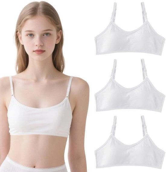 Costumi sportivi per bambine 3 pezzi - Reggiseno adattabile - Sotto il reggiseno - Cotone - Ideale per attività sportive - Reggiseno sportivo
