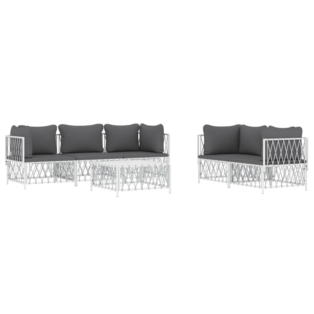 Mobili da giardino mobili da esterno set di mobili con cuscini 6 pezzi acciaio bianco 02_0018317
