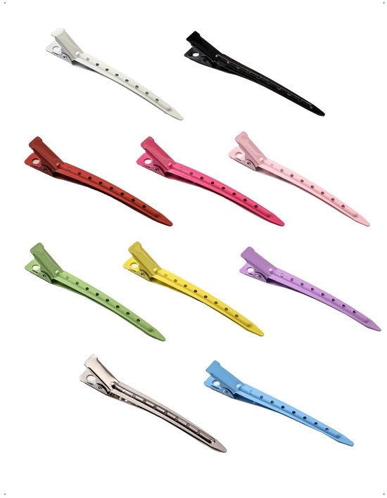 Set di 10 spille per capelli colorate da 9 cm con fori, becco di anatra, per lo styling e i capelli lunghi, clip anti-scivola per le ciocche, DIY per donne e ragazze