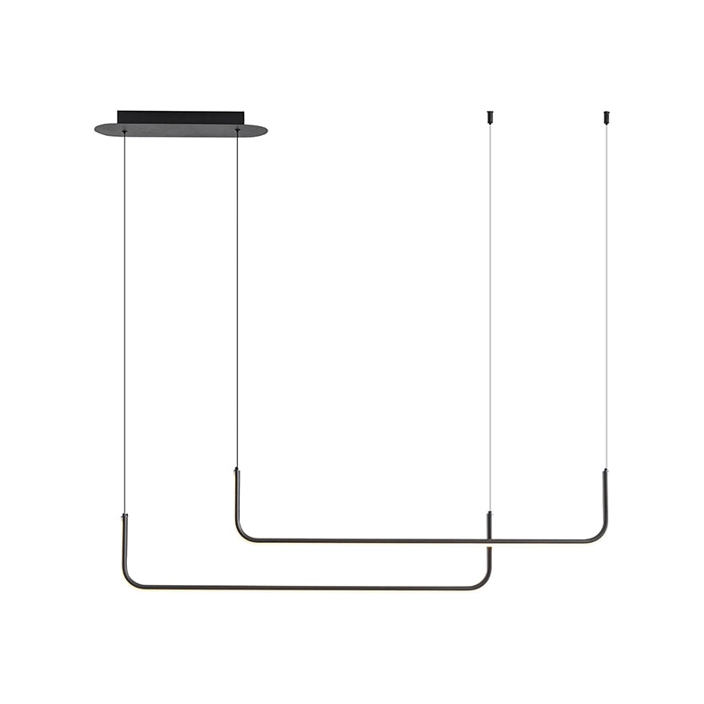 Lampada a Sospensione LED Orizzontale DUO 15W 3000K IP20 - Struttura in Alluminio Nero dal Design Elegante e Moderno - Rossini Group