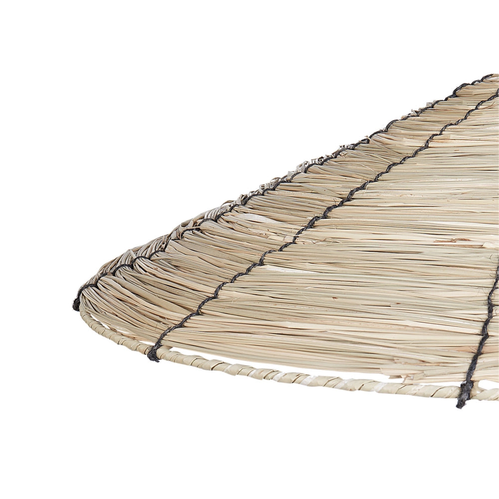 Lampada a sospensione con paralume in fieno naturale, base in ferro nero, lampada a sospensione Boho Lightning, soggiorno, camera da letto, ingresso.