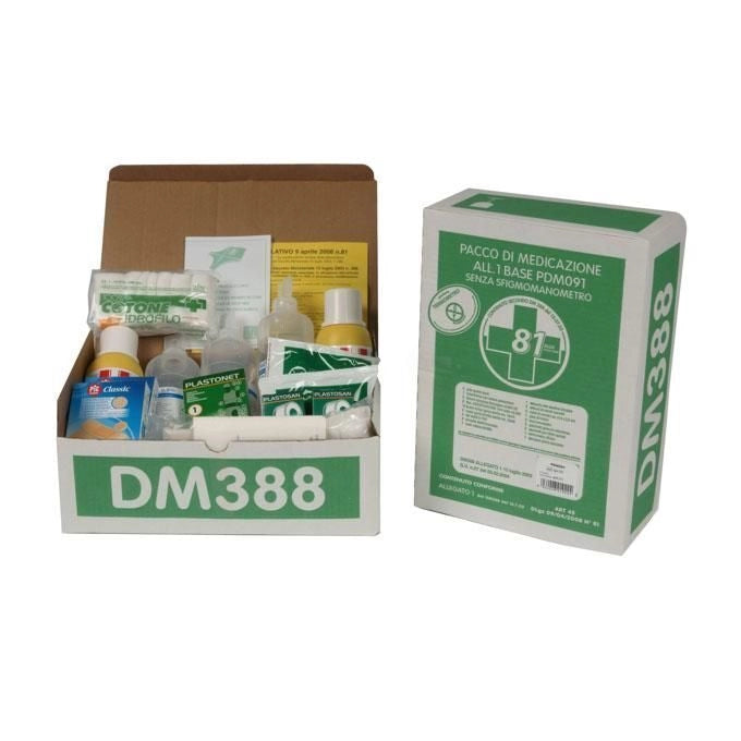 PVS PDM091 Kit Reintegro Pronto Soccorso Industriale DM388 3+ persone senza sfigmomanometro colore Verde
