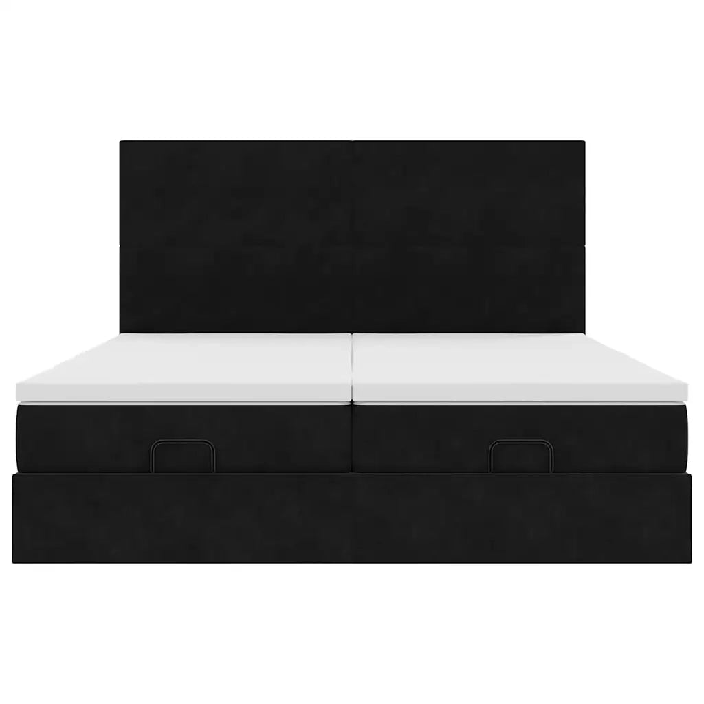 Struttura Letto Pouf con Materassi Nero 200x200 cm Velluto 3314611