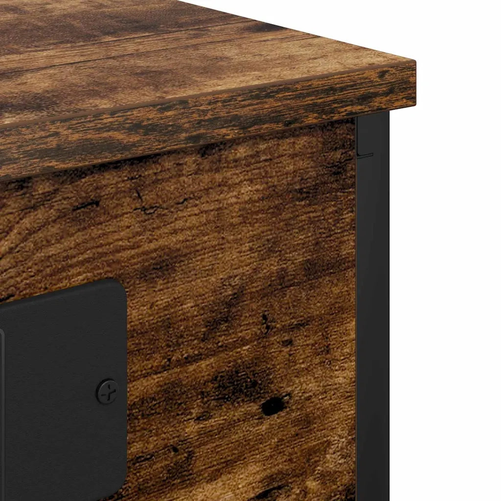 vidaXL Comò con stazione di ricarica con lo scaffale 2 pcs Rovere fumo