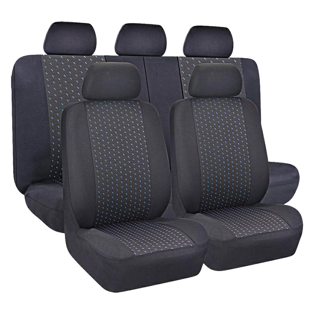 COPRISEDILE 'GOLDEN BLU' set da 9 pezzi - 4 sedili + 5 poggitesta  - Senza Marca