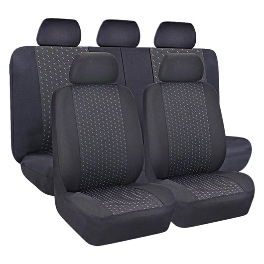 COPRISEDILE 'GOLDEN BLU' set da 9 pezzi - 4 sedili + 5 poggitesta  - Senza Marca